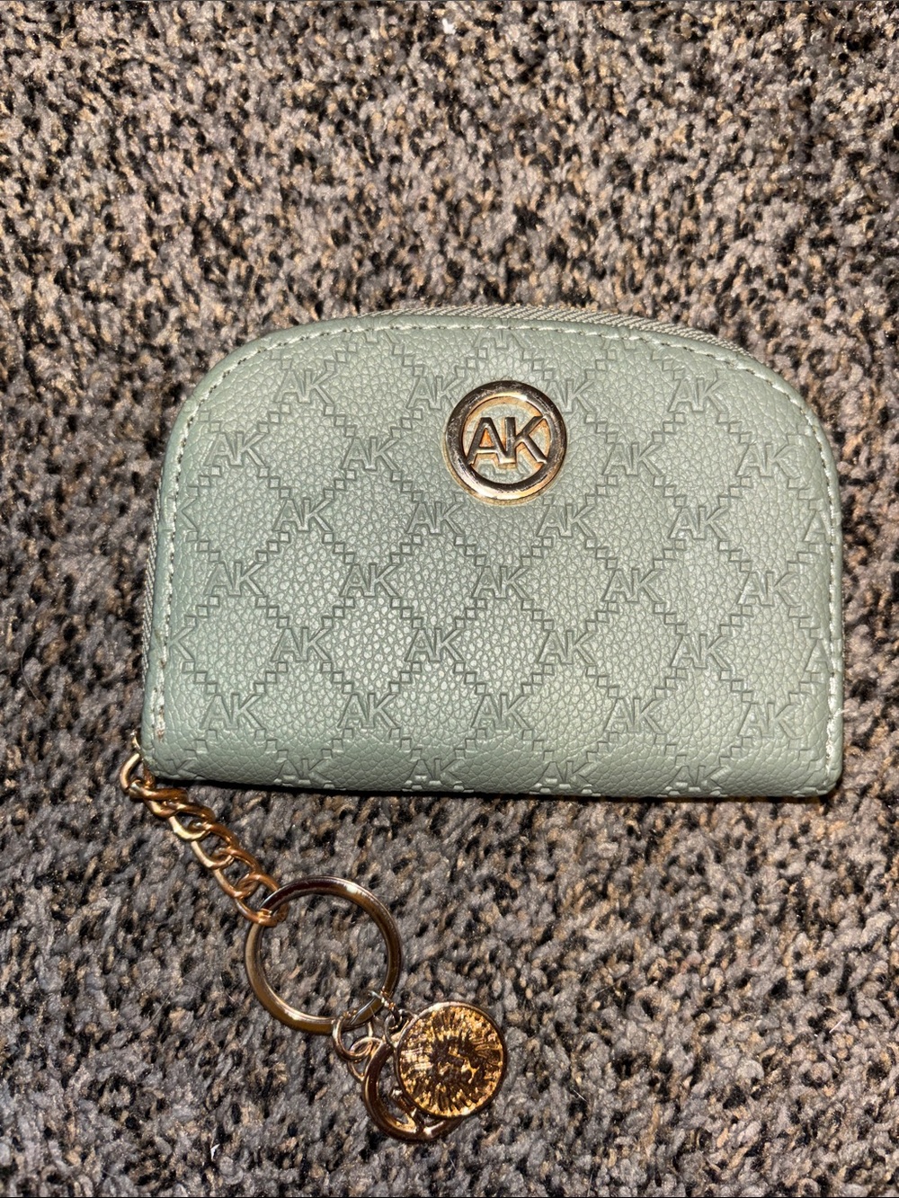 Nwot Anne klein Sage Green Zip Card Case with Keychain